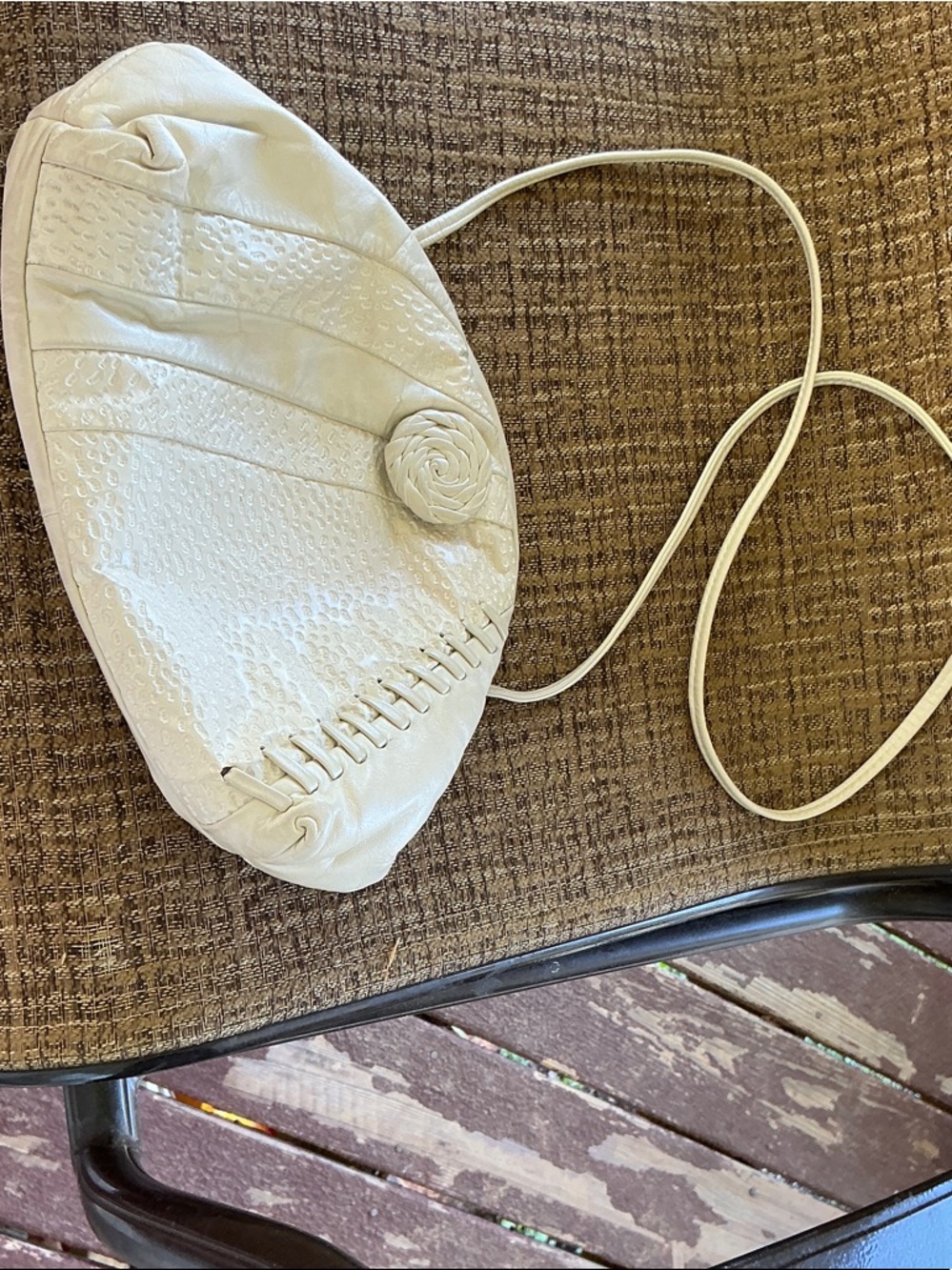 Women's White Floral Accent Crossbody Bag